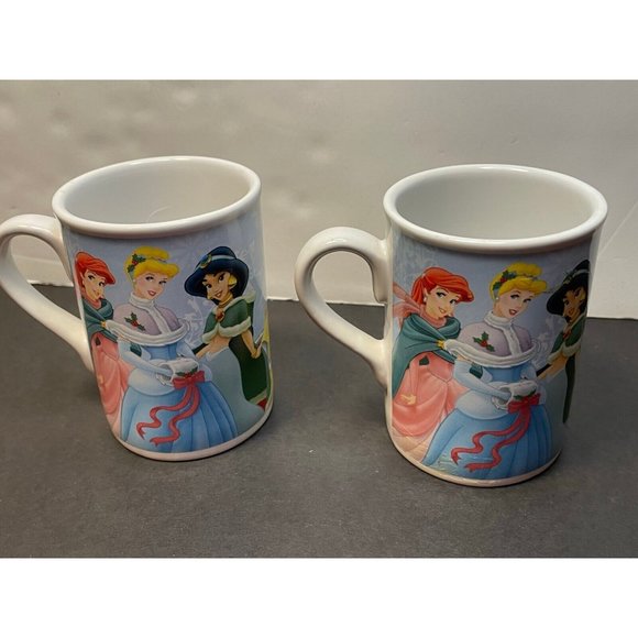 Disney Princess coffee mug cup 2008 Holiday Christmas set of 2 - Picture 2 of 9